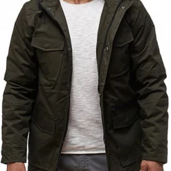 Seventyseven Lifestyle Herren Winter Jacke Kapuze 4-Pockets 1 Zip Tasche Olive Grün -Deutschland Jack & Jones Verkaufs-Shop 17094717 2