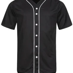Urban Classics Herren Baseball Trikot Farblich Abgesetzte Knopfleiste Schwarz