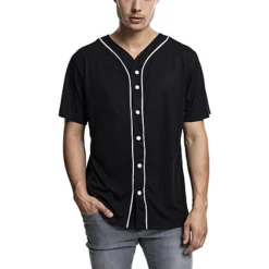 Urban Classics Herren Baseball Trikot Farblich Abgesetzte Knopfleiste Schwarz -Deutschland Jack & Jones Verkaufs-Shop 18031057 3