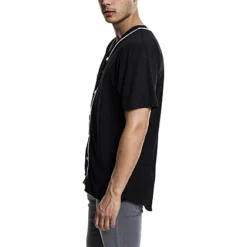 Urban Classics Herren Baseball Trikot Farblich Abgesetzte Knopfleiste Schwarz -Deutschland Jack & Jones Verkaufs-Shop 18031057 4