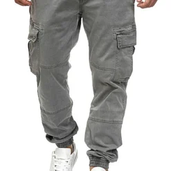 Urban Classics Herren Cargo Joggpants Stoffhose 6-Pockets Grau Denim