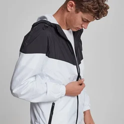 Urban Classics Herren Übergangsjacke Zweifarbig Windrunner Schwarz Weiss