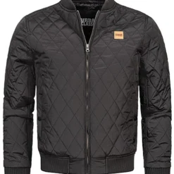 Urban Classics Herren Leichte Bomber Nylon Steppjacke 2-Pockets Schwarz