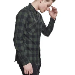 Urban Classics Herren Flanell Hemd Kariert Zwei Brusttaschen Schwarz Forest Grün -Deutschland Jack & Jones Verkaufs-Shop 18031835 4