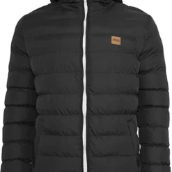 Urban Classics Herren Basic Winter Steppjacke Kapuze 2 Taschen Schwarz Weiss -Deutschland Jack & Jones Verkaufs-Shop 18103667 1