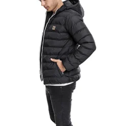 Urban Classics Herren Basic Winter Steppjacke Kapuze 2 Taschen Schwarz Weiss -Deutschland Jack & Jones Verkaufs-Shop 18103667 2