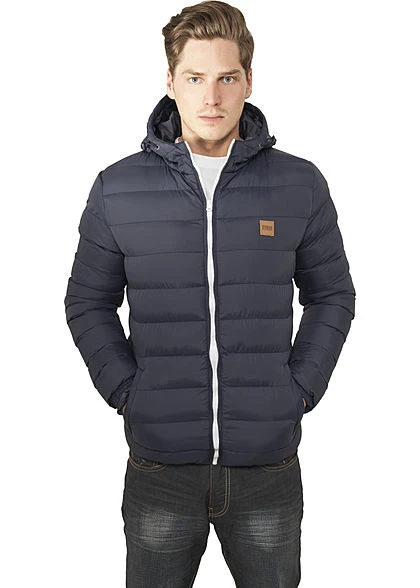 Urban Classics Herren Basic Winter Steppjacke Kapuze 2 Taschen Navy Blau Weiss 3 Urban Classics Herren Basic Winter Steppjacke Kapuze 2 Taschen Navy Blau Weiss