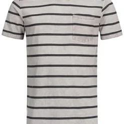 Eight2Nine Herren Striped Special Color Effect T-Shirt By Urban Surface Hell Grau
