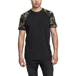 Urban Classics Herren 2-Tone Raglan T-Shirt Schwarz Wood Camo -Deutschland Jack & Jones Verkaufs-Shop 19083373 3
