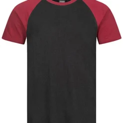 Urban Classics Herren 2-Tone Raglan T-Shirt Schwarz Burgundy