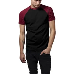 Urban Classics Herren 2-Tone Raglan T-Shirt Schwarz Burgundy -Deutschland Jack & Jones Verkaufs-Shop 19083375 3