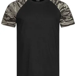 Urban Classics Herren 2-Tone Raglan T-Shirt Schwarz Dark Camo