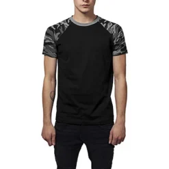 Urban Classics Herren 2-Tone Raglan T-Shirt Schwarz Dark Camo -Deutschland Jack & Jones Verkaufs-Shop 19083378 3
