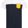 Urban Classics Herrn T-Shirt Colorblock Pocket Navy Blau Weiss Gelb -Deutschland Jack & Jones Verkaufs-Shop 19083386