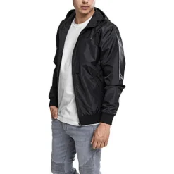 Urban Classics Herren Basic Windbreaker Jacke Kapuze 2-Pockets Schwarz -Deutschland Jack & Jones Verkaufs-Shop 19083447 4