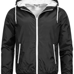 Urban Classics Herren Windrunner Jacke Mit Kontrastdetails Schwarz Weiss