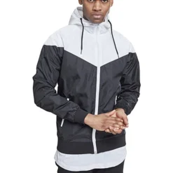 Urban Classics Herren 2-Tone Windrunner Jacke Kapuze Schwarz Weiss -Deutschland Jack & Jones Verkaufs-Shop 19083534 3