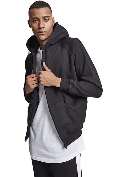 Urban Classics Herren Zip-Hoodie Mit Kängurutaschen Schwarz 5 Urban Classics Herren Zip-Hoodie Mit Kängurutaschen Schwarz – Bild 3