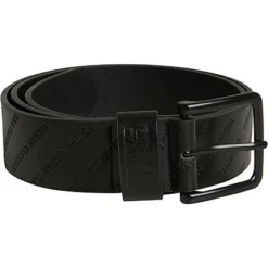 Urban Classics Herren Kunstleder Gürtel Allover Logo Print Schwarz