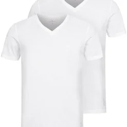 Tom Tailor Herren 2er-Set Basic V-Neck T-Shirt Weiss