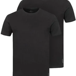 Tom Tailor Herren 2er-Set Basic Crew-Neck T-Shirt Schwarz