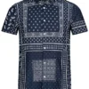 Brave Soul Herren Kurzarm Hemd Allover Print Regular Fit Navy Blau Weiss -Deutschland Jack & Jones Verkaufs-Shop 20031031