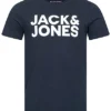 Jack & Jones Jack And Jones Herren NOOS O-Neck T-Shirt Logo Print Navy Blazer Blau Weiss -Deutschland Jack & Jones Verkaufs-Shop 20041601