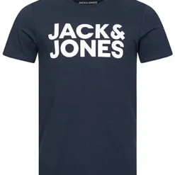 Jack & Jones Jack And Jones Herren NOOS O-Neck T-Shirt Logo Print Navy Blazer Blau Weiss