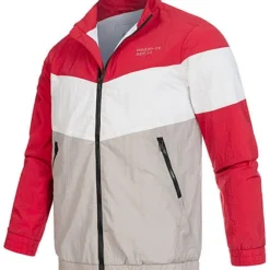 Hailys Herren Colorblock Arrow Trainingsjacke 2-Pockets Rot Grau Weiss -Deutschland Jack & Jones Verkaufs-Shop 20073633 2