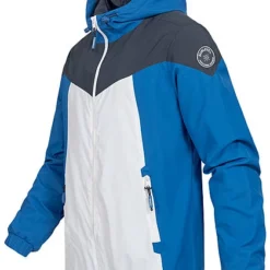 Sublevel Herren Colorblock Trainingsjacke Mit Kapuze 2-Pockets Lapis Blau Weiss