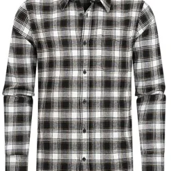 Eight2Nine Herren Langarm Hemd Karo Muster Brusttasche By Sky Rebel Schwarz Weiss