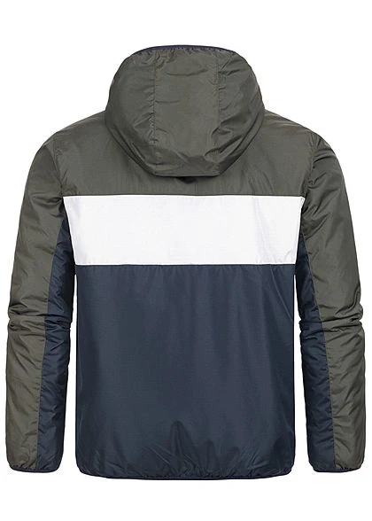 Brave Soul Herren Colorblock Übergangsjacke Kapuze 2-Pocket Khaki Weiss Blau 6 Brave Soul Herren Colorblock Übergangsjacke Kapuze 2-Pocket Khaki Weiss Blau – Bild 4