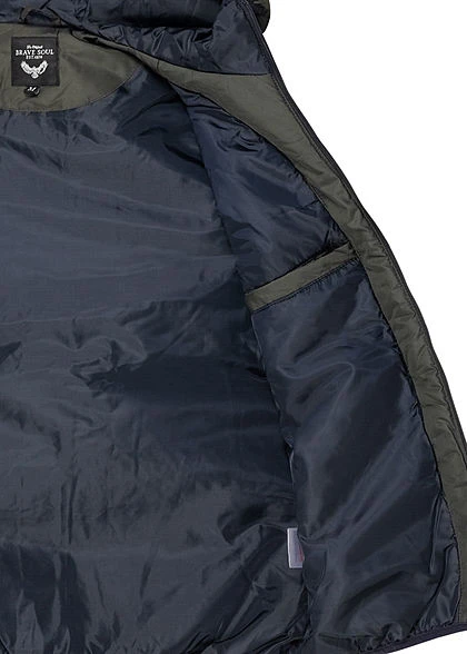 Brave Soul Herren Colorblock Übergangsjacke Kapuze 2-Pocket Khaki Weiss Blau 7 Brave Soul Herren Colorblock Übergangsjacke Kapuze 2-Pocket Khaki Weiss Blau – Bild 5