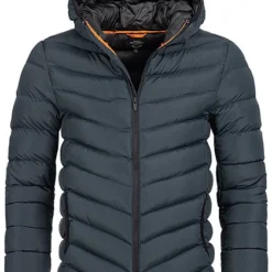 Brave Soul Herren Winter Steppjacke Kapuze 2-Pockets Unicolor Navy Blau