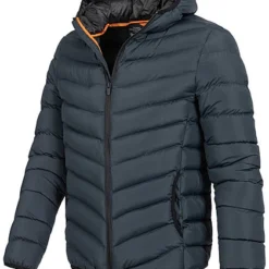 Brave Soul Herren Winter Steppjacke Kapuze 2-Pockets Unicolor Navy Blau -Deutschland Jack & Jones Verkaufs-Shop 20094332 2