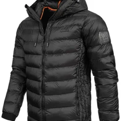 Brave Soul Herren Nylon Steppjacke Kapuze 2-Pockets Unicolor Schwarz -Deutschland Jack & Jones Verkaufs-Shop 20104954 2