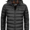 Brave Soul Herren Nylon Steppjacke Kapuze 2-Pockets Unicolor Dunkelgrau Schwarz -Deutschland Jack & Jones Verkaufs-Shop 20104955