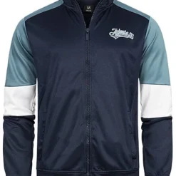 Sublevel Herren Trikot Zip Jacke Colorblock Look 2-Pockets Stormy Blau