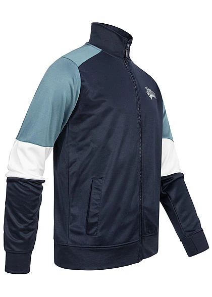 Sublevel Herren Trikot Zip Jacke Colorblock Look 2-Pockets Stormy Blau 4 Sublevel Herren Trikot Zip Jacke Colorblock Look 2-Pockets Stormy Blau – Bild 2