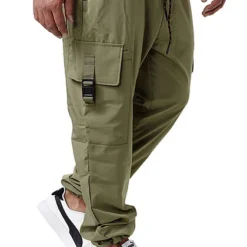 Sublevel Herren Cargo Sweat Pants Stoffhose Tunnelzug 6-Pockets Ivy Oliv Grün