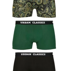 Urban Classics Herren 3-er Pack Boxer Shorts Dunkel Grün & Paisley & Schwarz