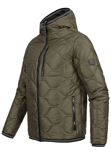 Indicode Herren Leichte Steppjacke Mit Kapuze 3-Pockets Army Grün 4 Indicode Herren Leichte Steppjacke Mit Kapuze 3-Pockets Army Grün – Bild 2