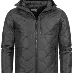 Indicode Herren Leichte Steppjacke Mit Kapuze 3-Pockets Schwarz
