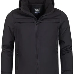 Eight2Nine Herren Softshell Jacke Mit Abnehmb. Kapuze 2-Pockets Schwarz