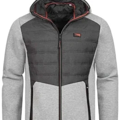 Jack & Jones Jack And Jones Herren NOOS Leichte Hybridjacke Zip-Hoodie Kapuze 2-Pockets Hellgrau