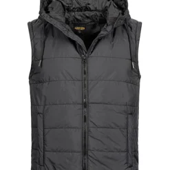 Lowrider Herren Weste Gefüttert Mit Kapuze 2-Pockets Zipper Schwarz