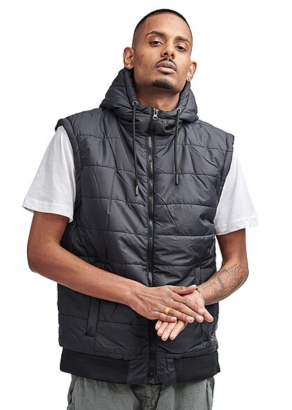 Lowrider Herren Weste Gefüttert Mit Kapuze 2-Pockets Zipper Schwarz 7 Lowrider Herren Weste Gefüttert Mit Kapuze 2-Pockets Zipper Schwarz – Bild 5