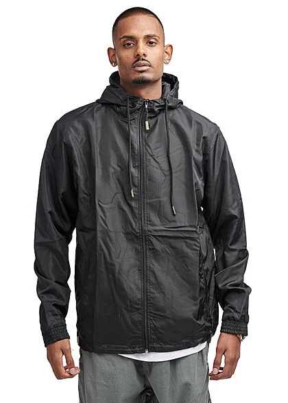 Lowrider Herren Windbreaker Jacke Mit Kapuze 2-Pockets Schwarz 6 Lowrider Herren Windbreaker Jacke Mit Kapuze 2-Pockets Schwarz – Bild 4
