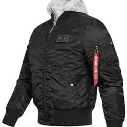 Alpha Industries Herren Bomber Fliegerjacke Mit Abnehmb. Kapuze 2-Pockets Schwarz -Deutschland Jack & Jones Verkaufs-Shop 21093149 2