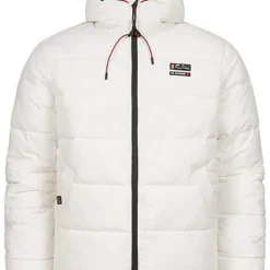 Sublevel Herren Winter Puffer Steppjacke Kapuze 2-Pockets Weiss Cherry Rot